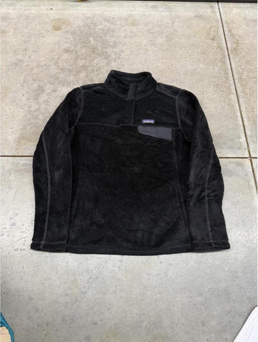 vintage patagonia re tool black deep pile synchilla fleece jacket size xl WOMENS